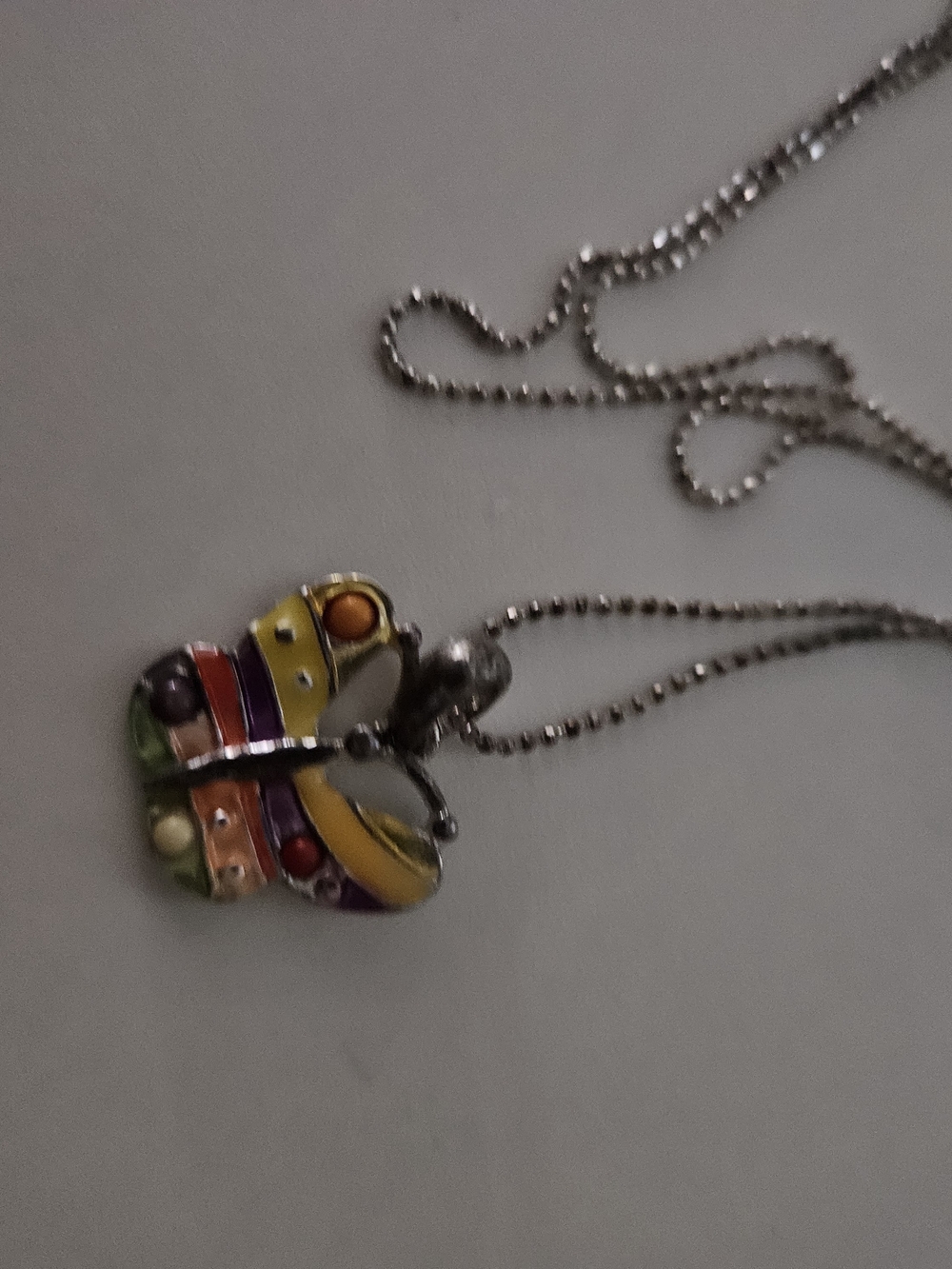 Multicolor Enamel Butterfly Pendant Necklace - Women Jewelry